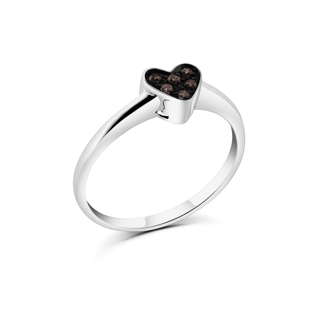 ANELLO CUORE CON DIAMANTI BROWN
