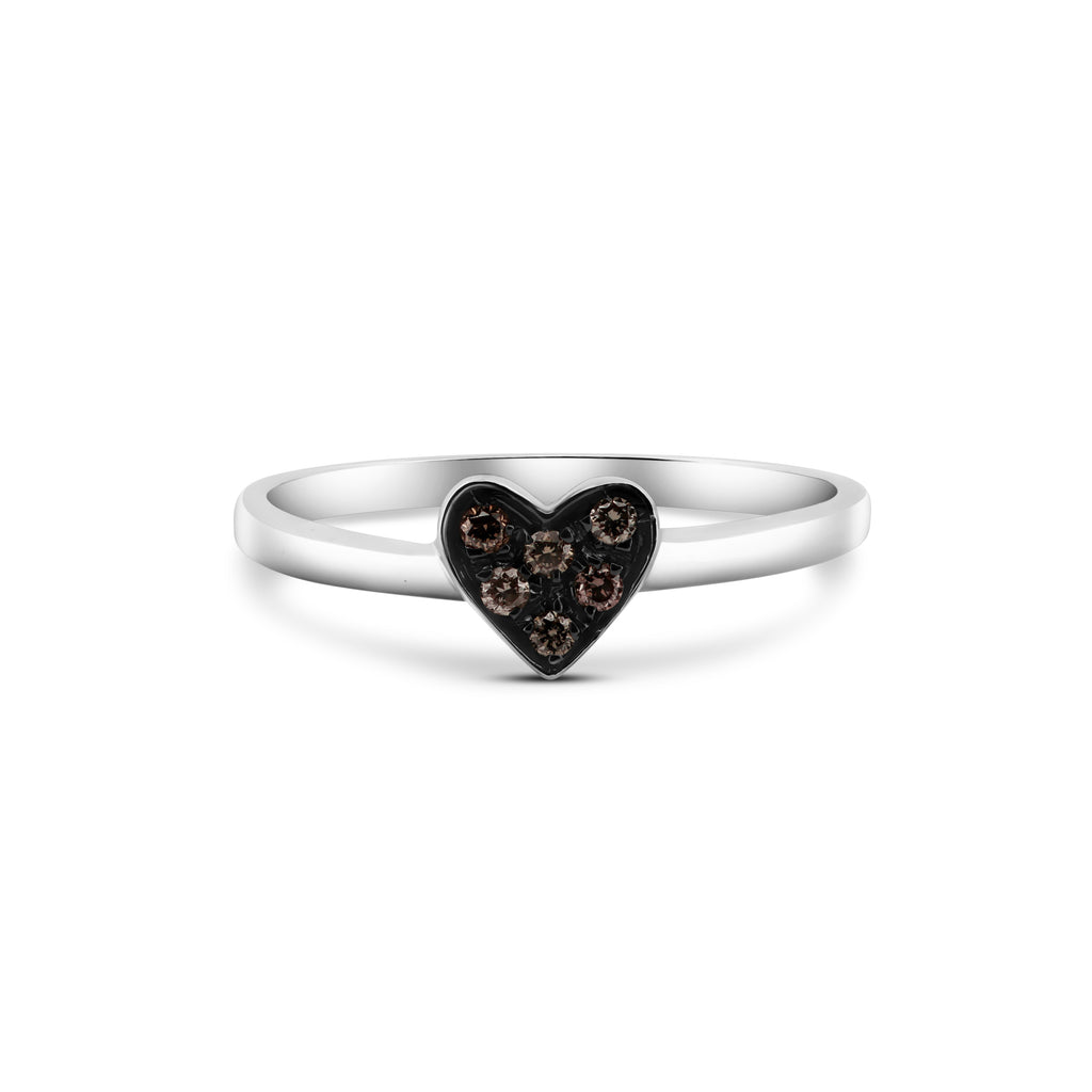 ANELLO CUORE CON DIAMANTI BROWN